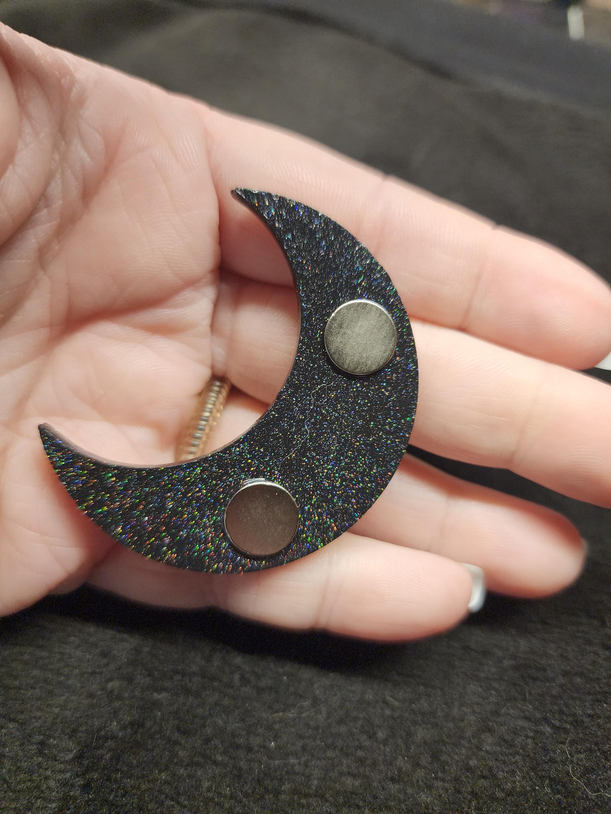Hand Painted Blue & Yellow Crescent Moon Magnet Set