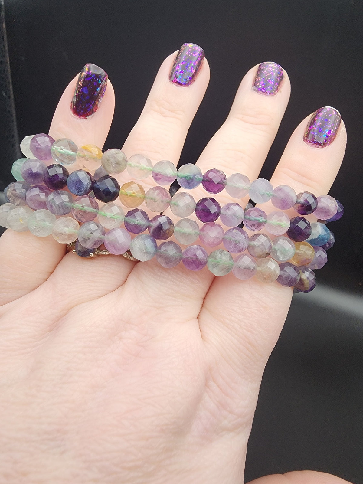 Natural Rainbow Fluorite Faceted 6mm Stretch Bracelet