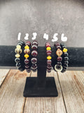 Natural Bodhi Seed Stretch Bracelet | Dark Brown & Black