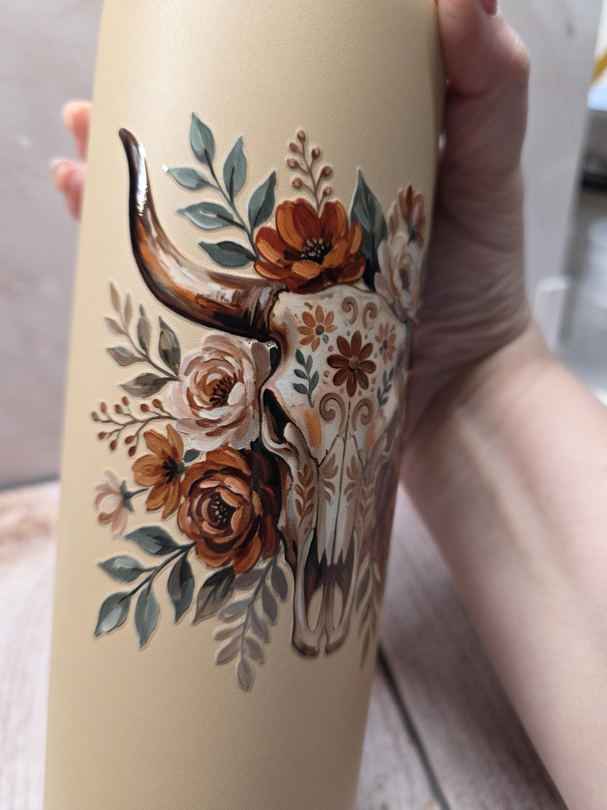 Western Bull Horns | Powder Coated Stainless Steel 24oz Tumbler
