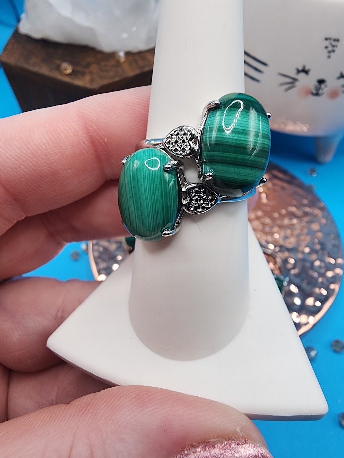 Natural Malachite Rings