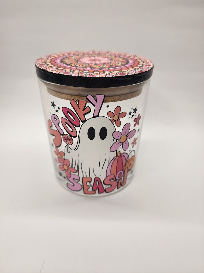 Spooky Season Ghost Mandala Stash Jar - Halloween