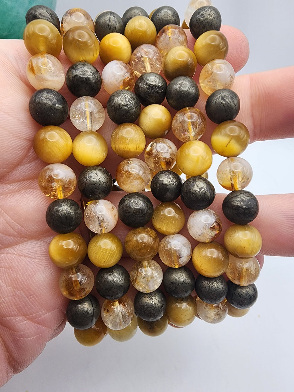Solar Plexus 8mm Stretch Bracelet | Pyrite, Citrine, Honey Tigers Eye