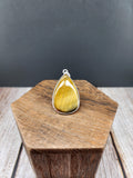 Tear Drop Tigers Eye Pendant | 925 Sterling Silver Open Back Pendant