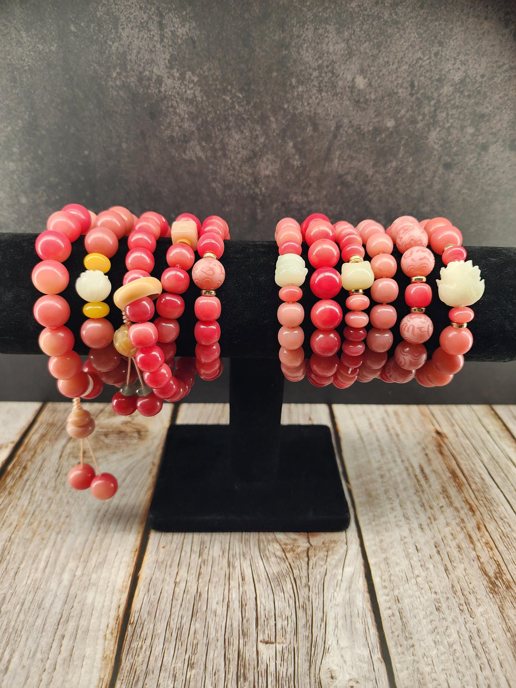 Natural Bodhi Seed Stretch Bracelet | Rosy Pink