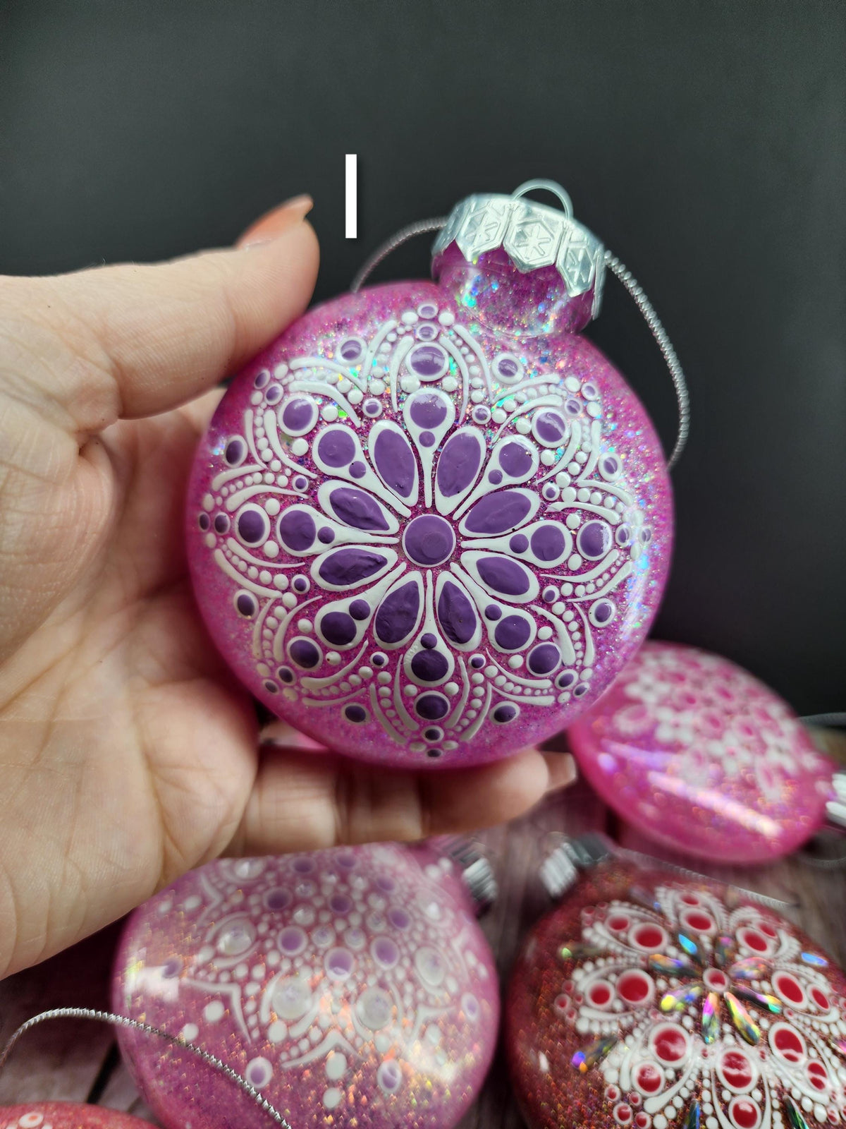 Pinks - Hand Painted Mandala Glitter Ornament | Shatter Proof & Pet Friendly