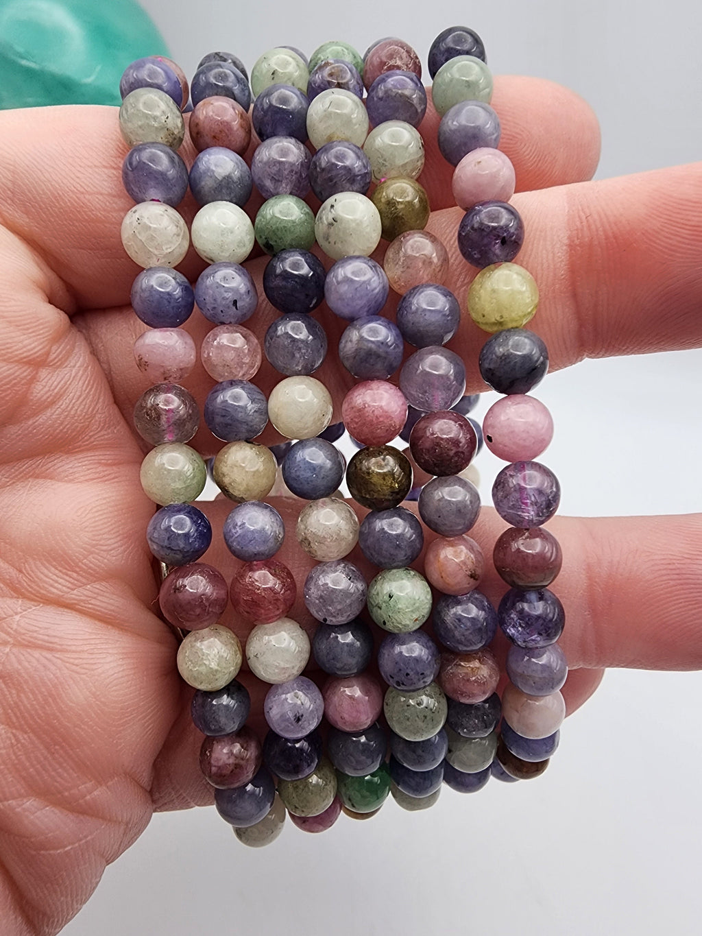 Natural Tanzanite & Mixed Tourmaline 6mm Stretch Bracelet