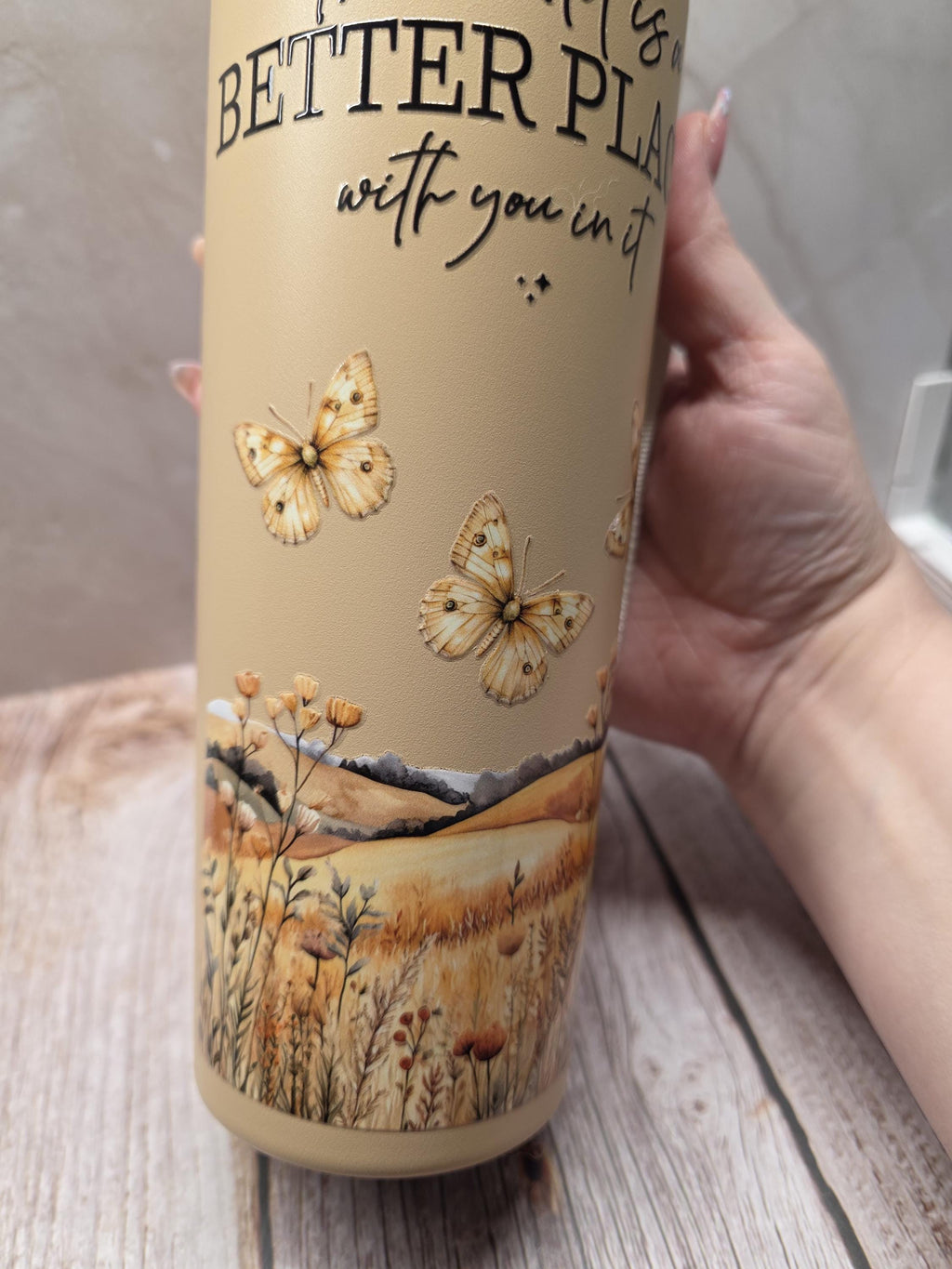 Floral Quote | Powder Coated Stainless Steel 24oz Tumbler