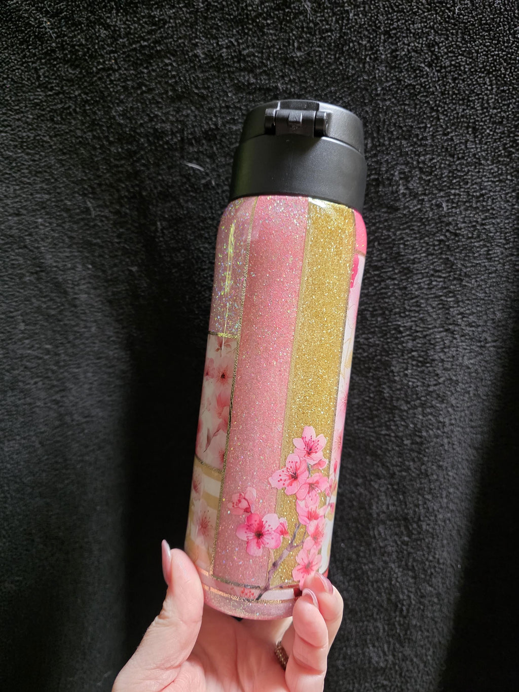 Cherry Blossom Patchwork | 17oz Push Top Stainless Steel Epoxy Tumbler