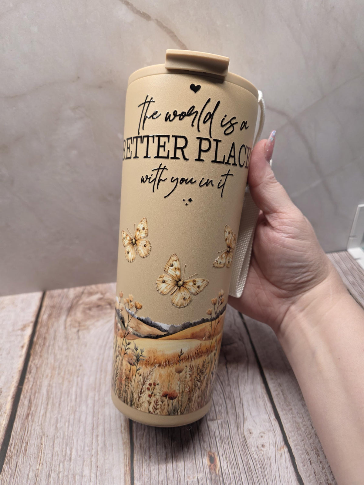 Floral Quote | Powder Coated Stainless Steel 24oz Tumbler