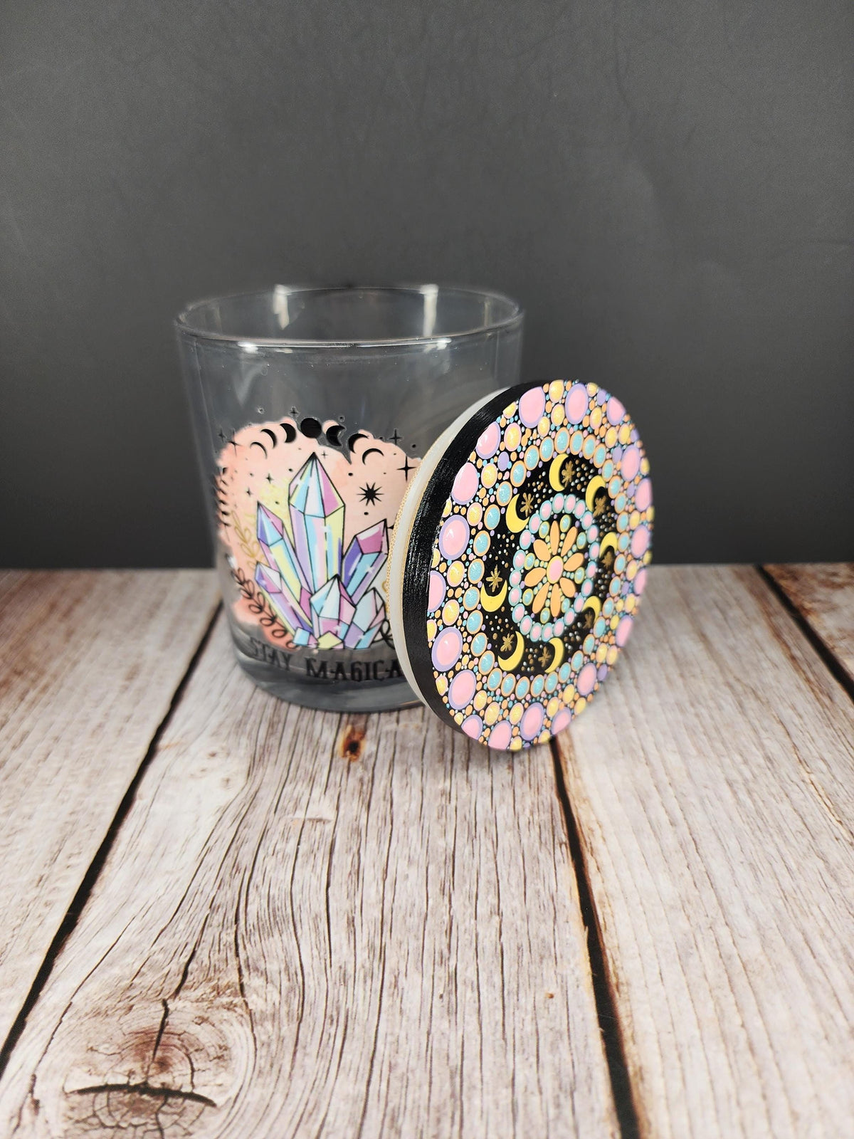Pastel Crystal Moon Mandala Stash Jar
