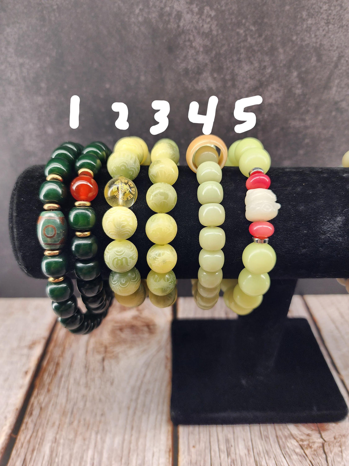 Natural Bodhi Seed Stretch Bracelet | Greens
