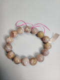 Natural Flower Agate 15mm Stretch Bracelet