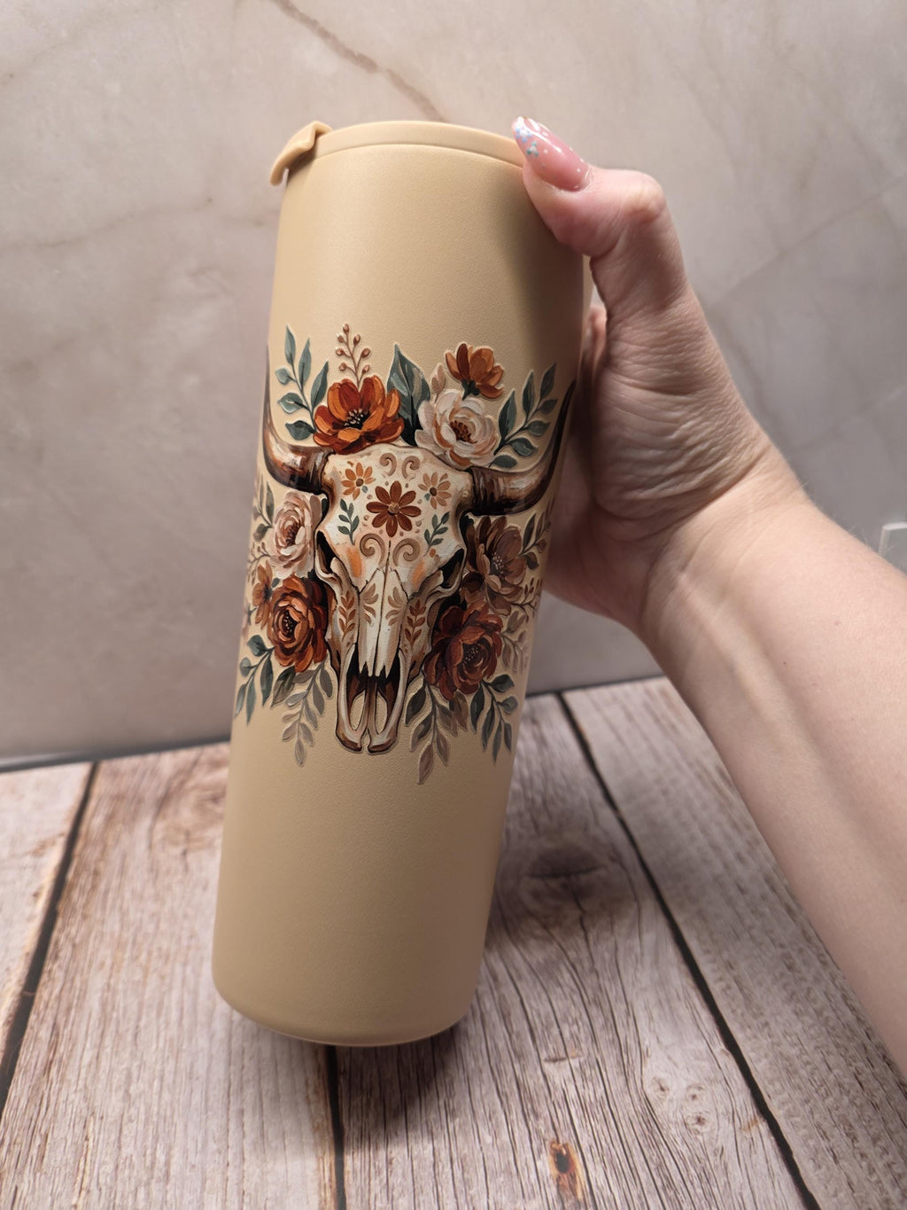 Western Bull Horns | Powder Coated Stainless Steel 24oz Tumbler
