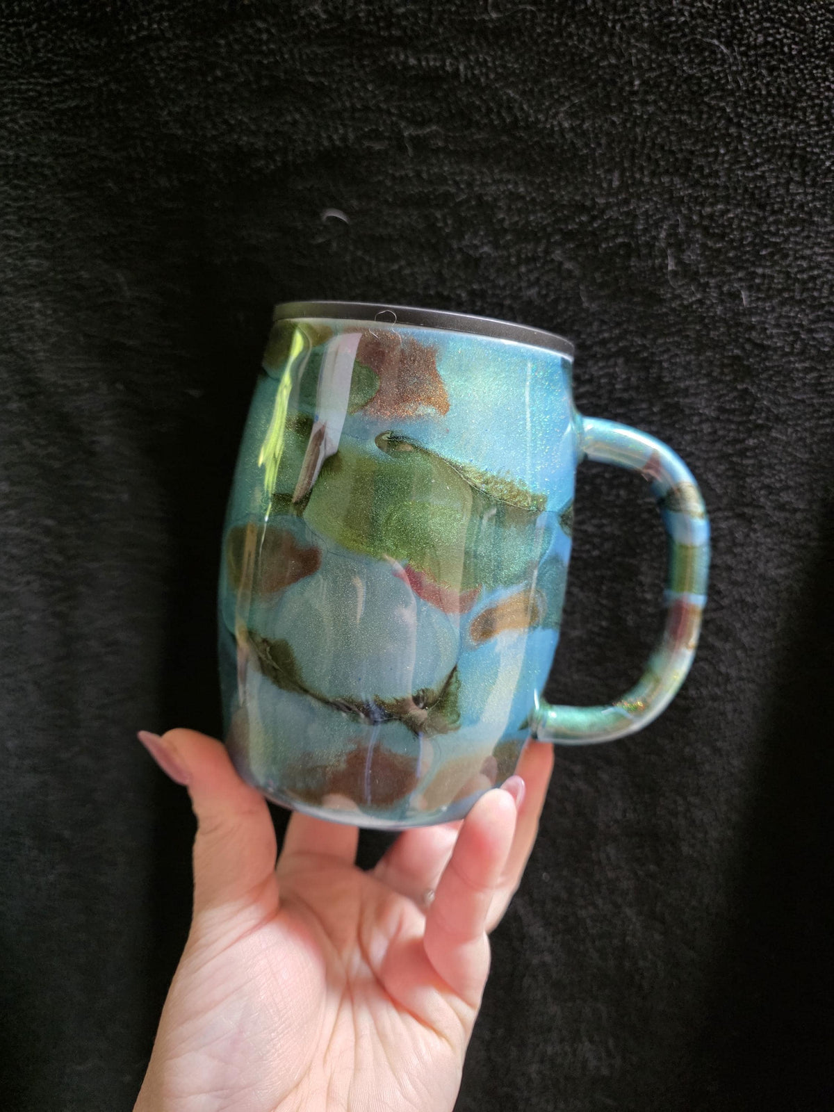Blue & Green Color Shift Swirl - No Decal | 14oz Coffee Mug Stainless Steel Epoxy Mug