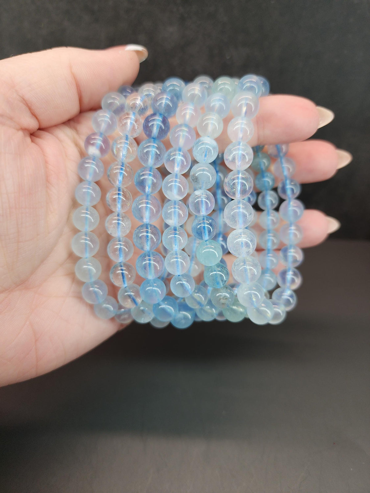 Natural Aquamarine 8mm Stretch Bracelet