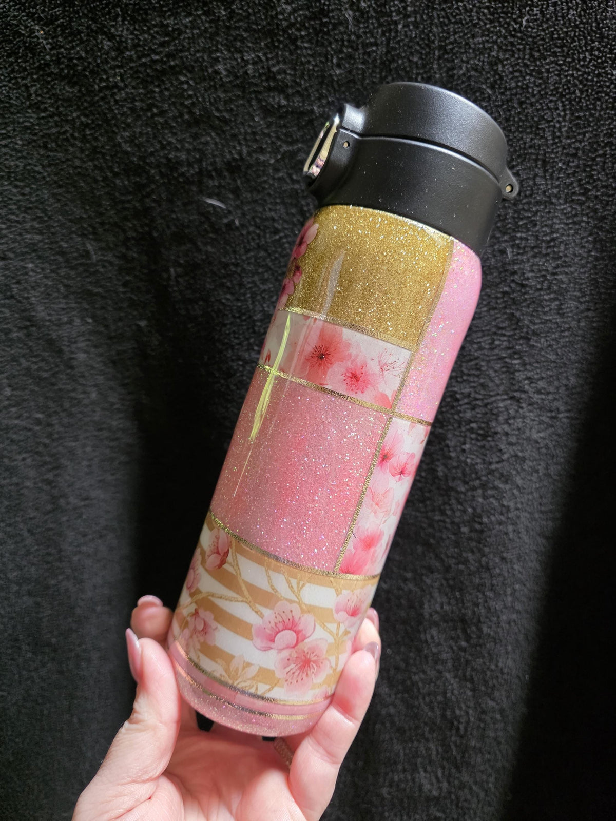 Cherry Blossom Patchwork | 17oz Push Top Stainless Steel Epoxy Tumbler