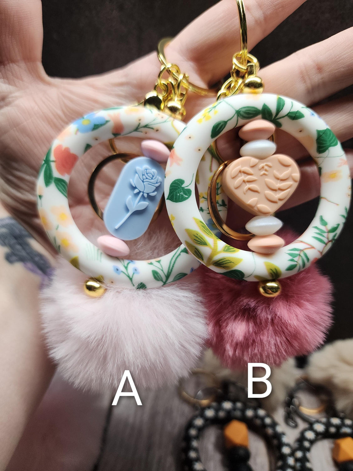 Boho Flower Themed Bar Keychains