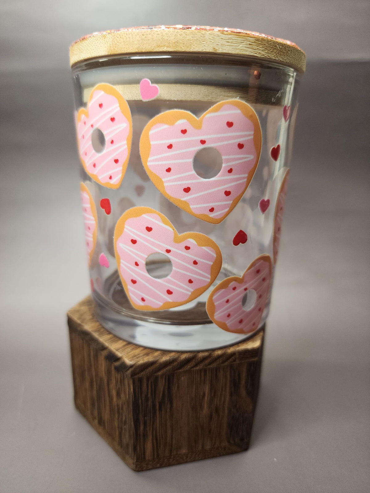 Pink Cookie Hearts Glitter Stash Jar