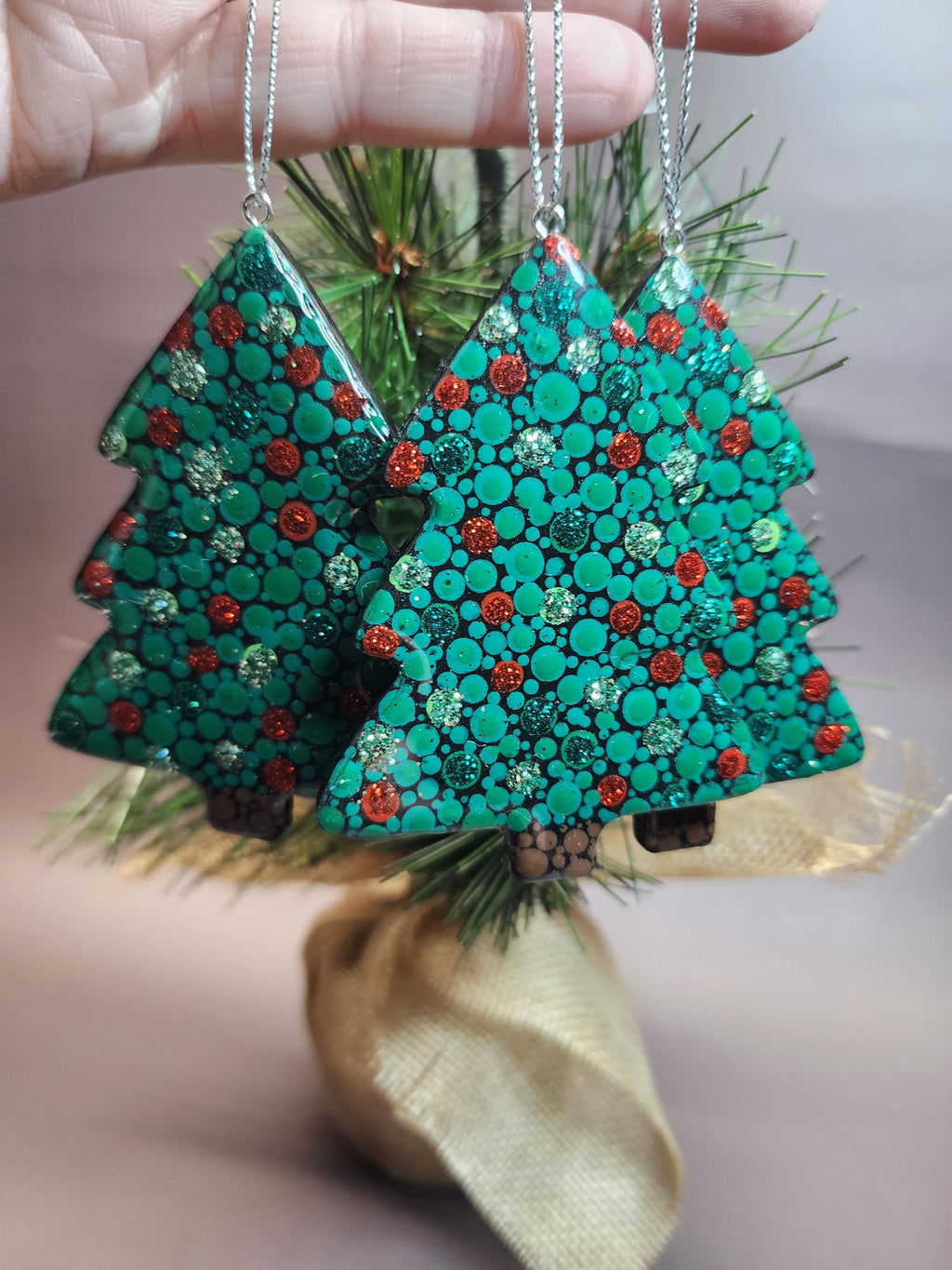Christmas Tree Wood Ornament | Hand Painted