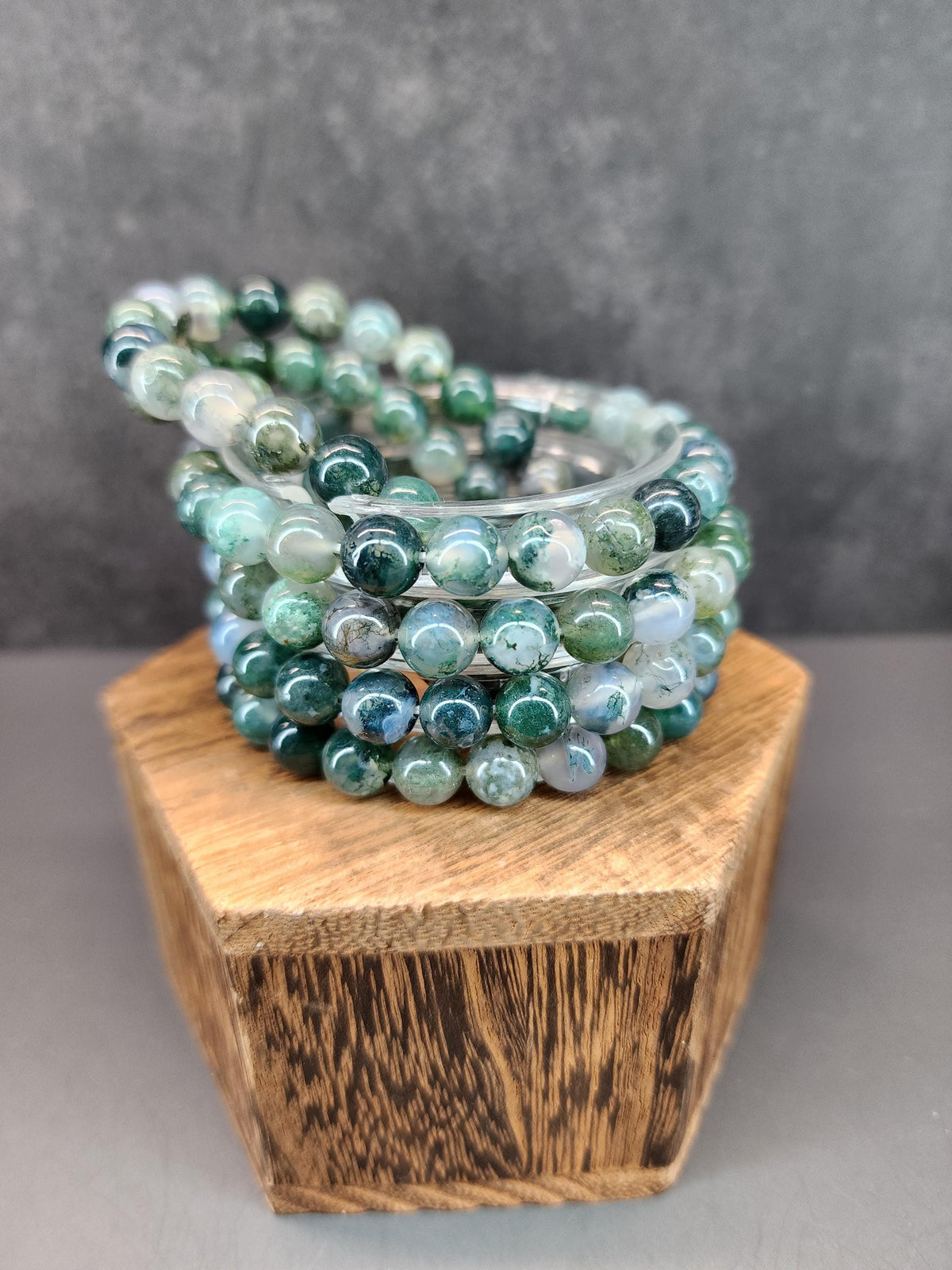 Natural Moss Agate 8mm Stretch Bracelet