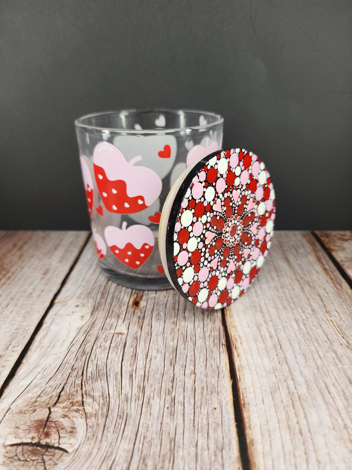Strawberry Hearts Mandala Stash Jar