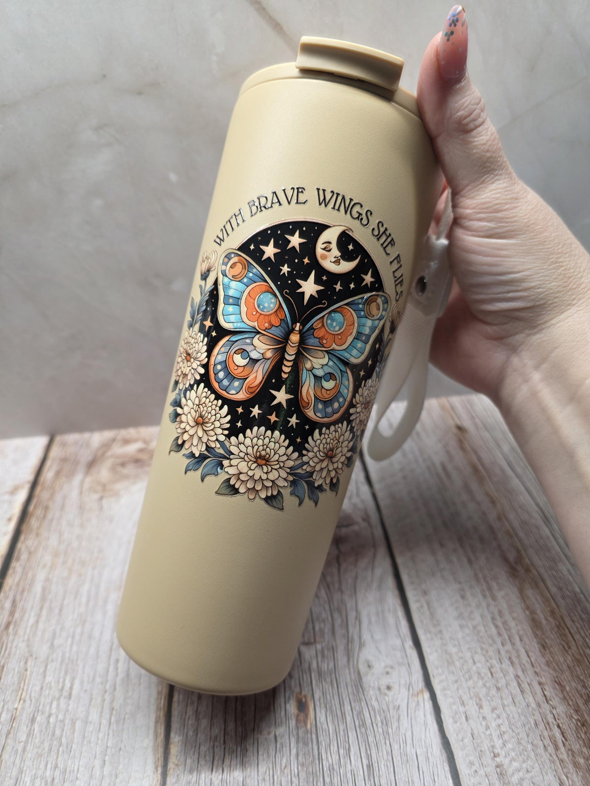 Moth & Quote | Powder Coated Stainless Steel 24oz Tumbler