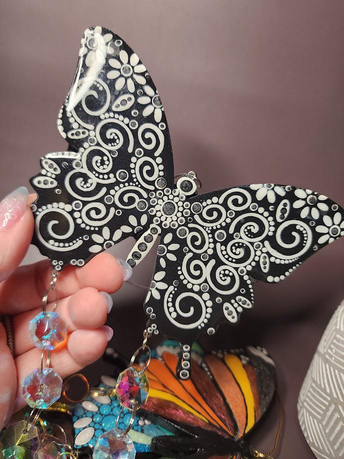 Hand Painted Mandala Butterfly Suncatchers
