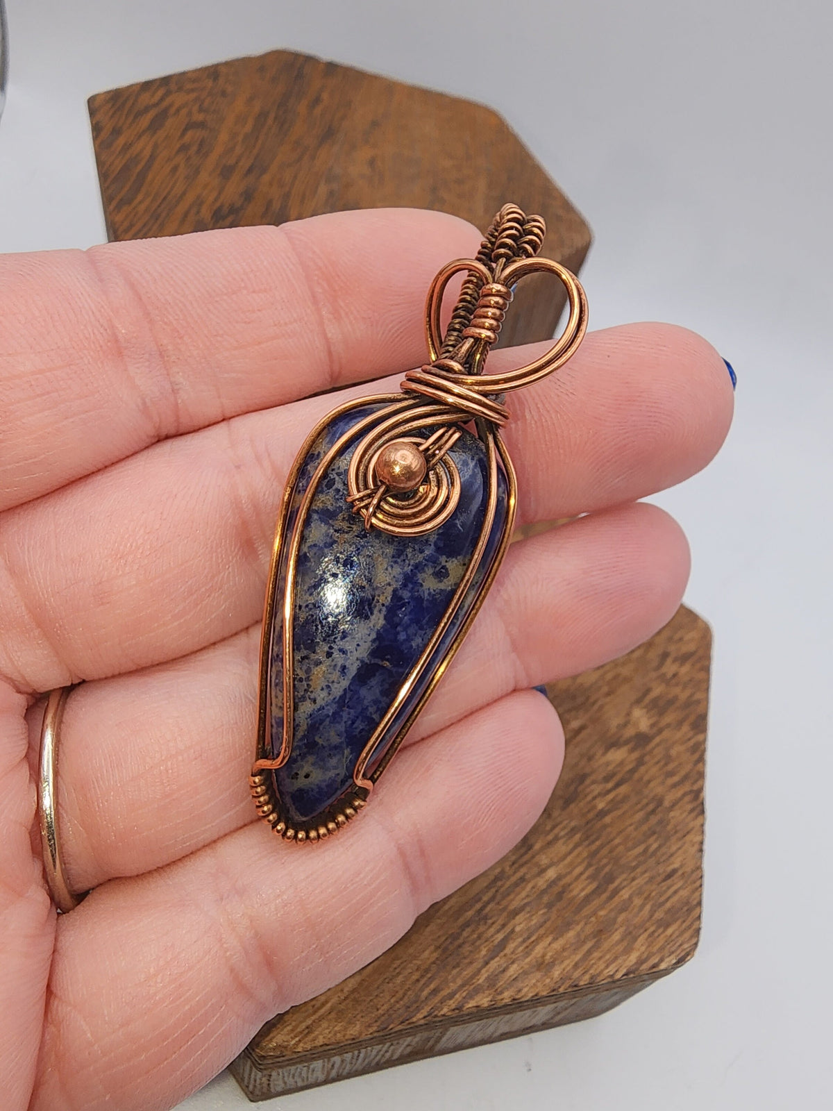 Sodalite Teardrop Wire Wrapped Pendant