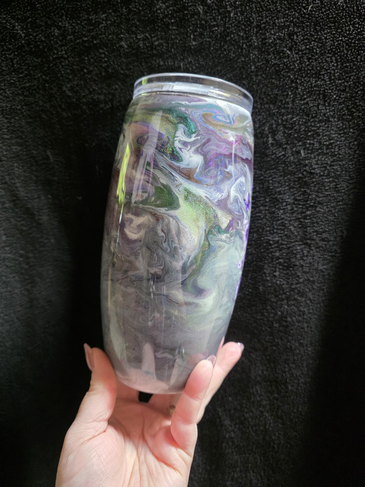 Purple Owl Color Shift Swirl | 25oz Stemless Wine Glass Stainless Epoxy Tumbler