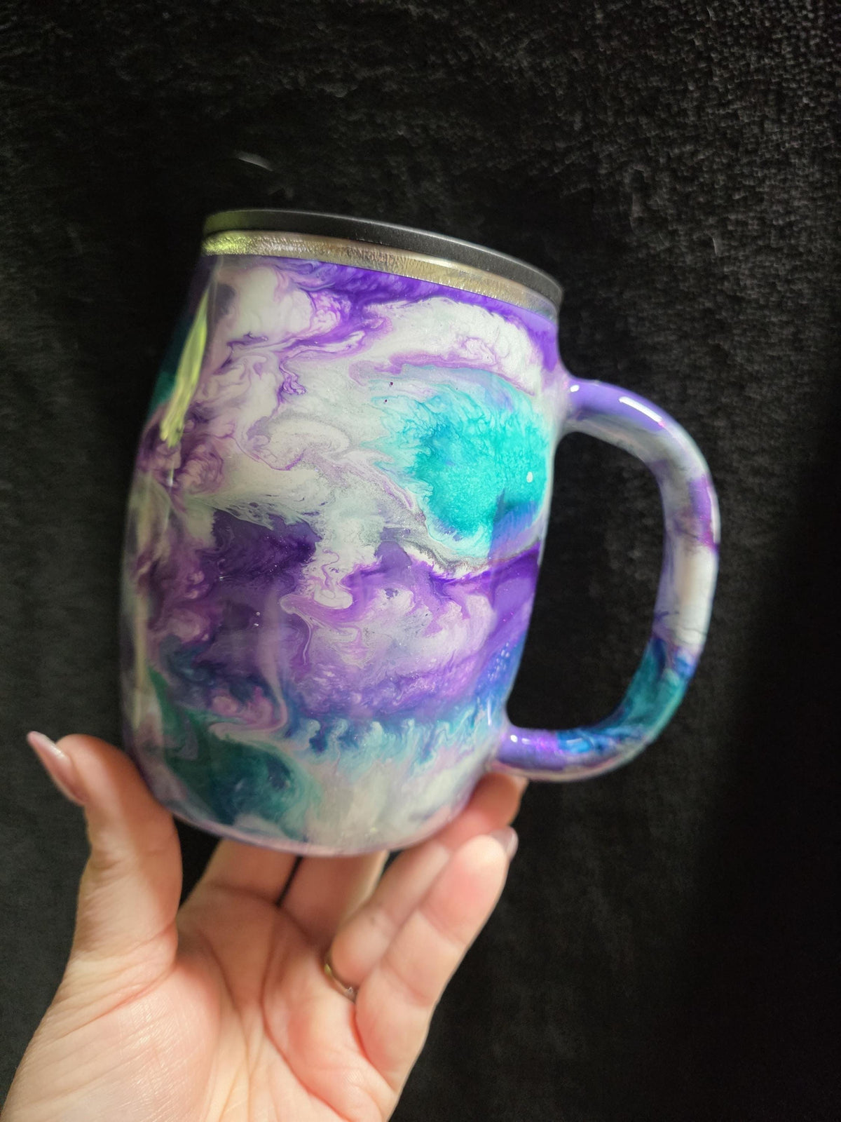 Teal & Purple Swirl - No Decal | 14oz Coffee Mug Stainless Steel Epoxy Mug