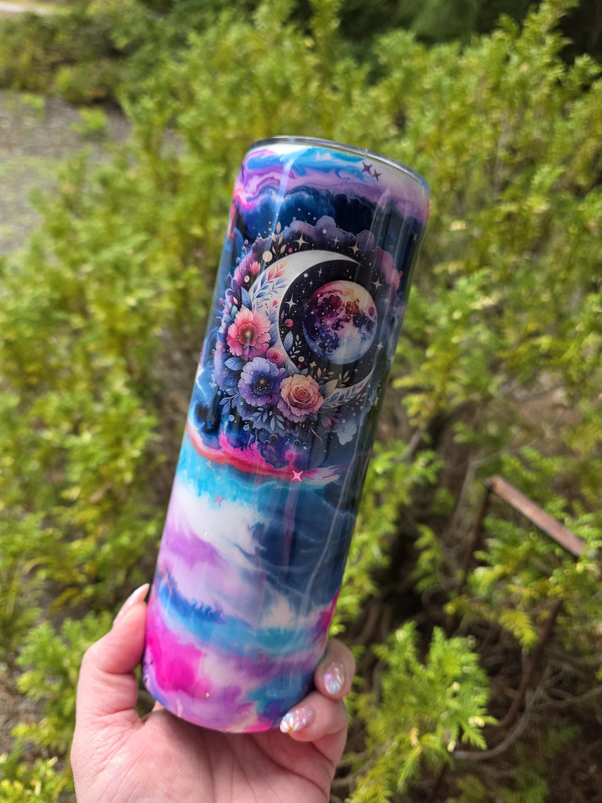 Floral Moon | 20oz Skinny Stainless Steel Epoxy Tumbler