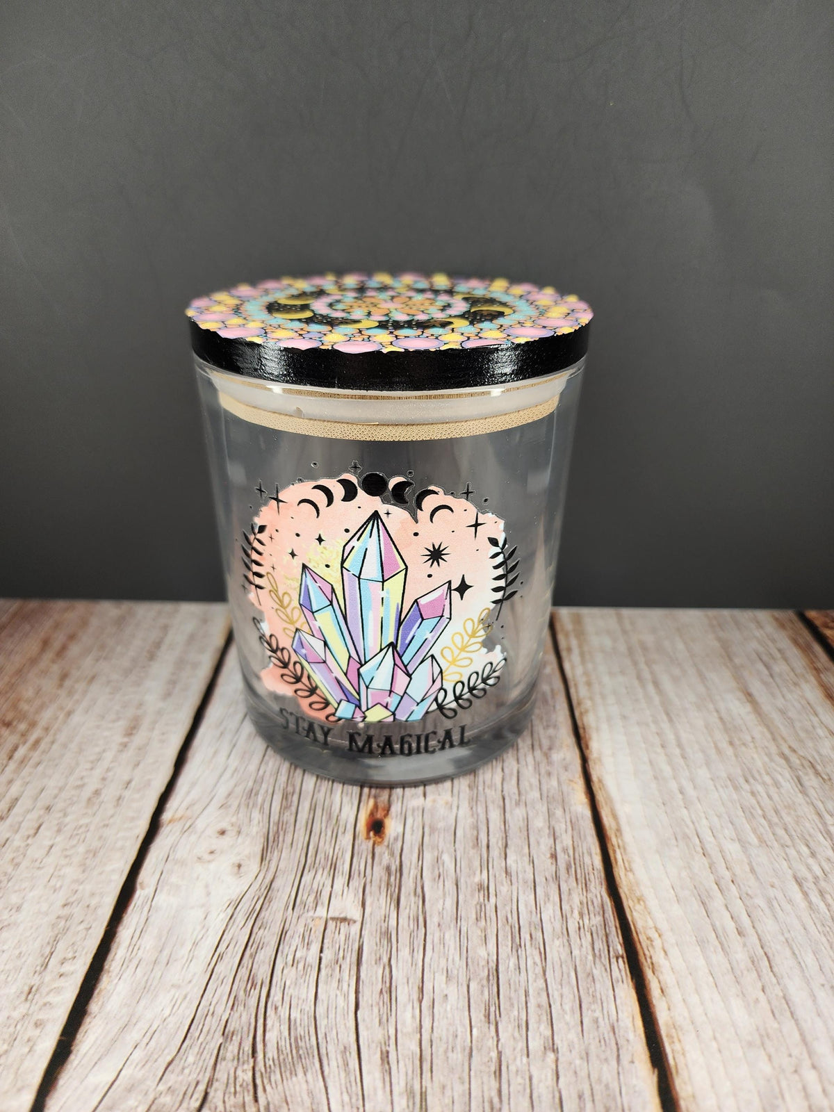 Pastel Crystal Moon Mandala Stash Jar