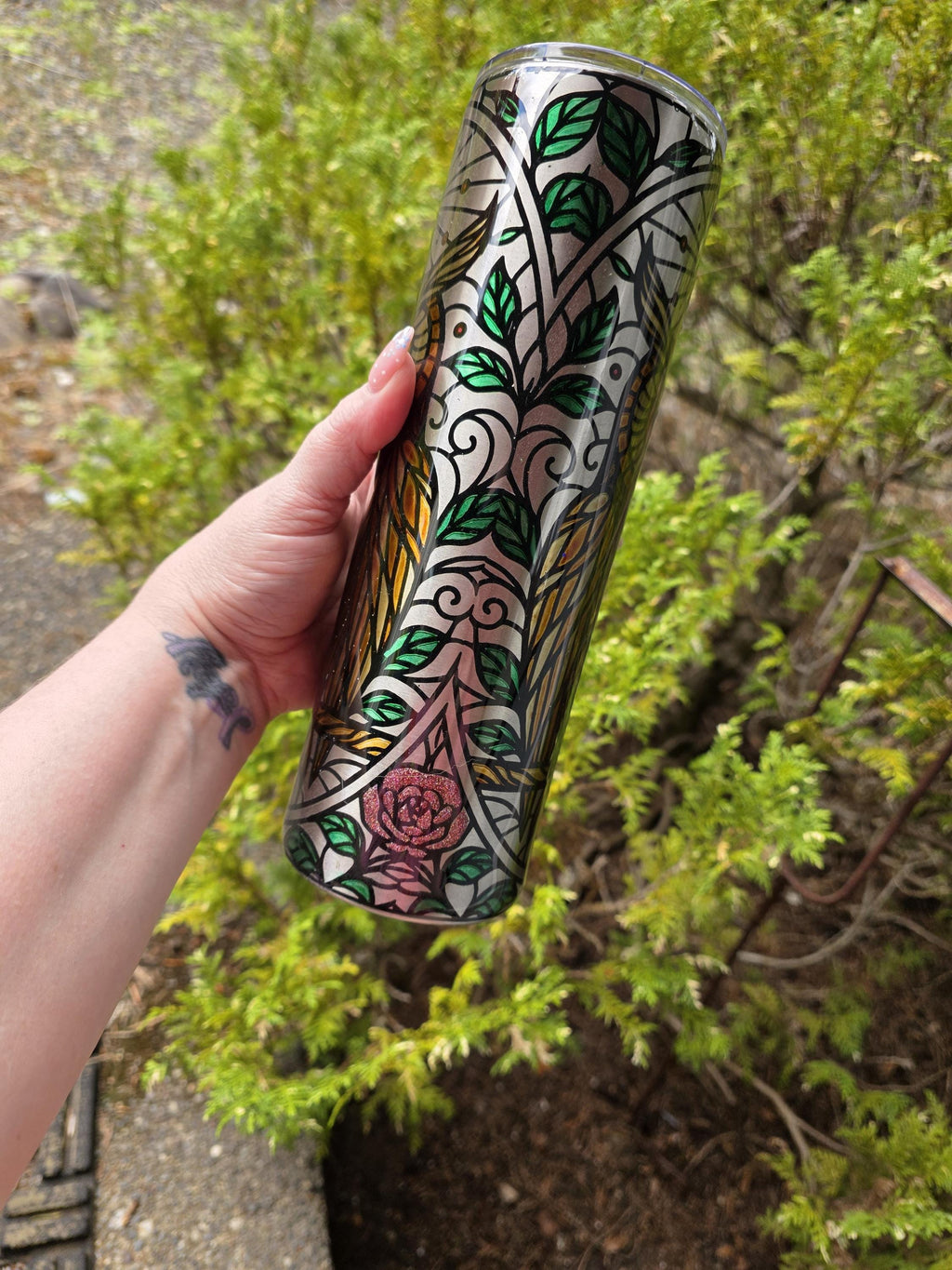 Stain Glass Owl | 30oz Skinny Stainless Steel Epoxy Tumbler