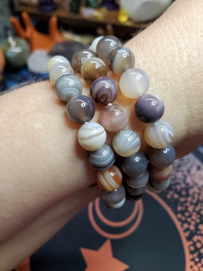 Natural Botswana Agate 8mm Stretch Bracelet