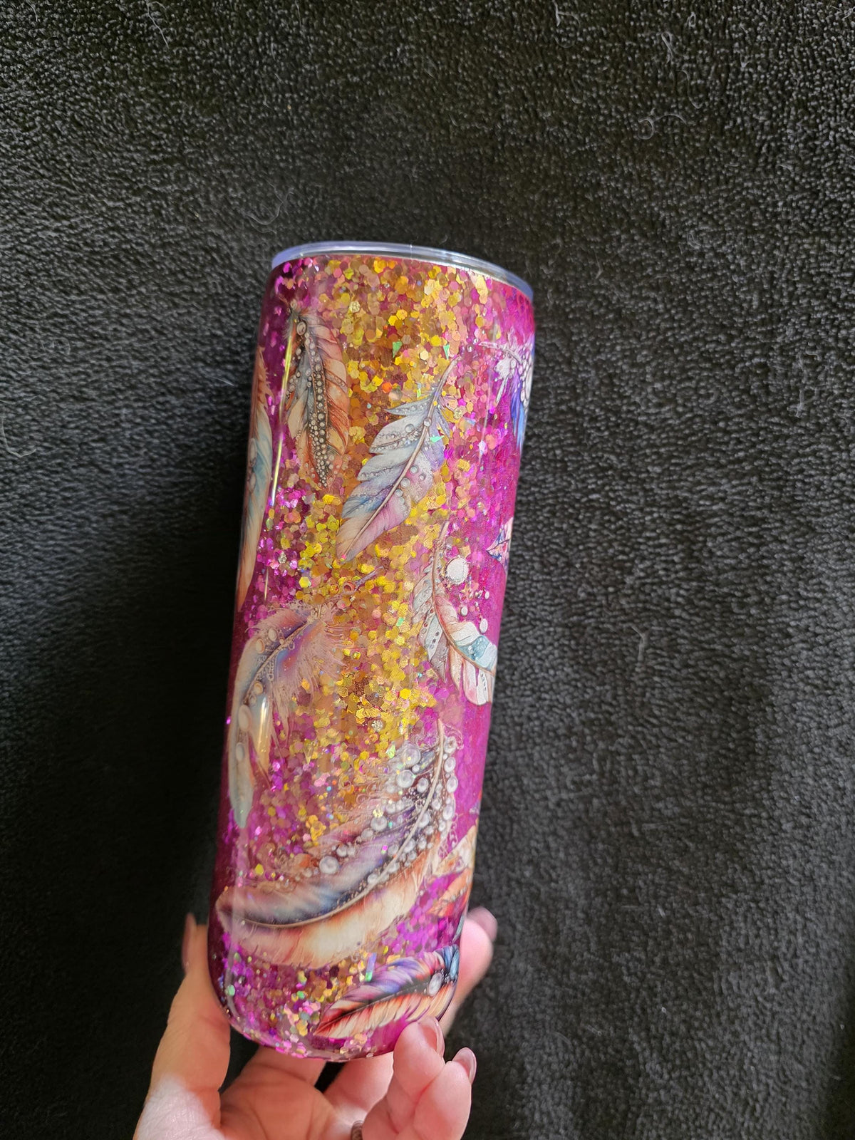 Feathers & Gems Color Shift | 20oz Skinny Stainless Steel Epoxy Tumbler