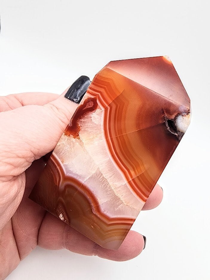 Natural Carnelian With Quartz Obelisk Tower