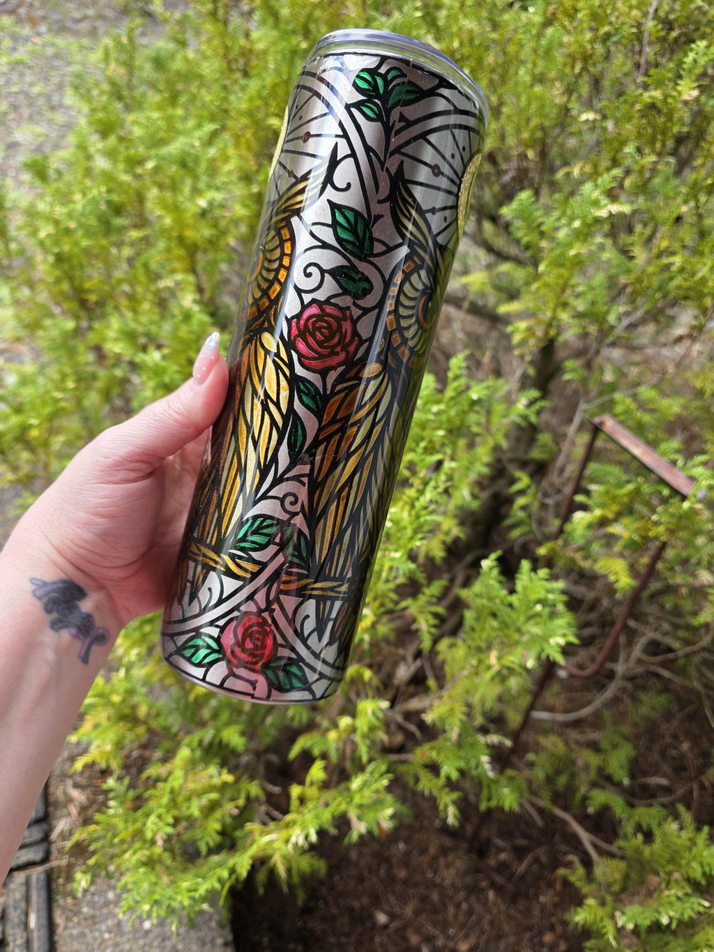 Stain Glass Owl | 30oz Skinny Stainless Steel Epoxy Tumbler