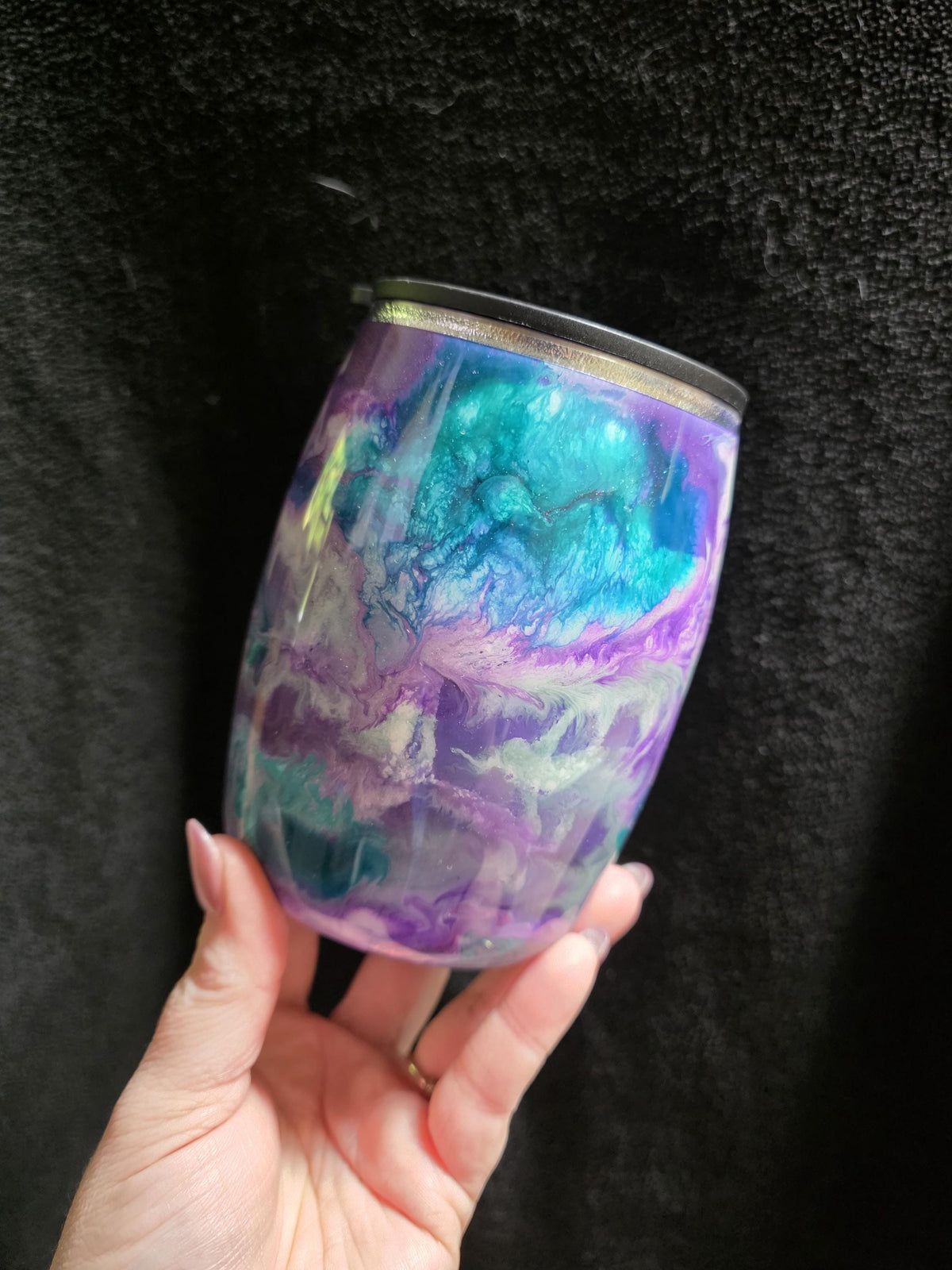 Teal & Purple Swirl - No Decal | 14oz Coffee Mug Stainless Steel Epoxy Mug