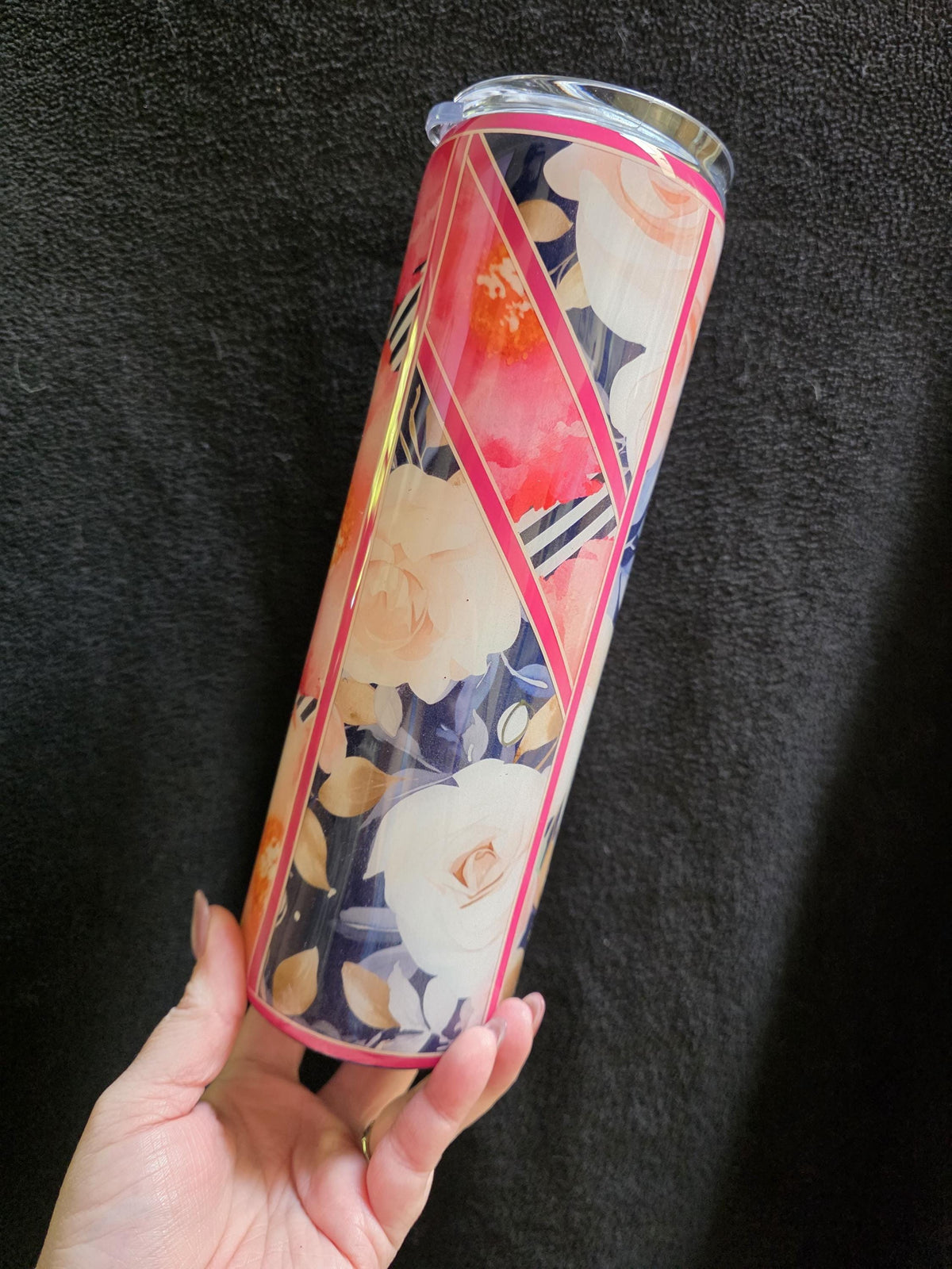 Navy & Pink Florals | 30oz Skinny Stainless Steel Epoxy Tumbler