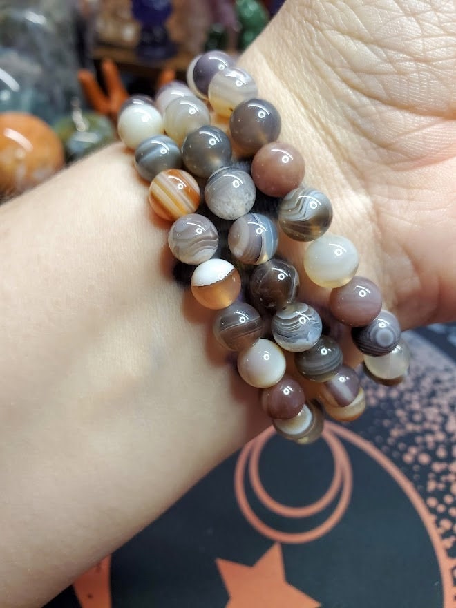 Natural Botswana Agate 8mm Stretch Bracelet