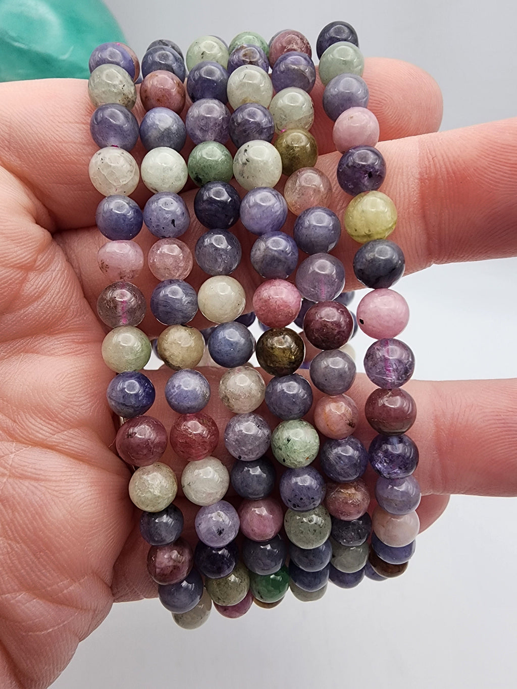 Natural Tanzanite & Mixed Tourmaline 6mm Stretch Bracelet
