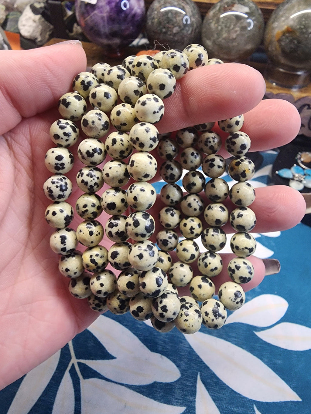 Natural Dalmatian Jasper 8mm Stretch Bracelet