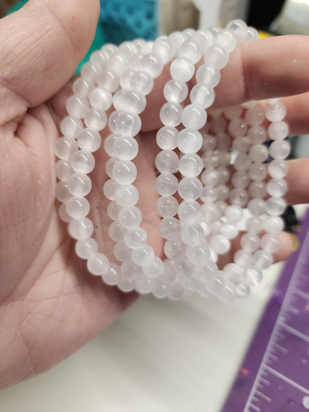 Natural Satin Spar 6mm Stretch Bracelet