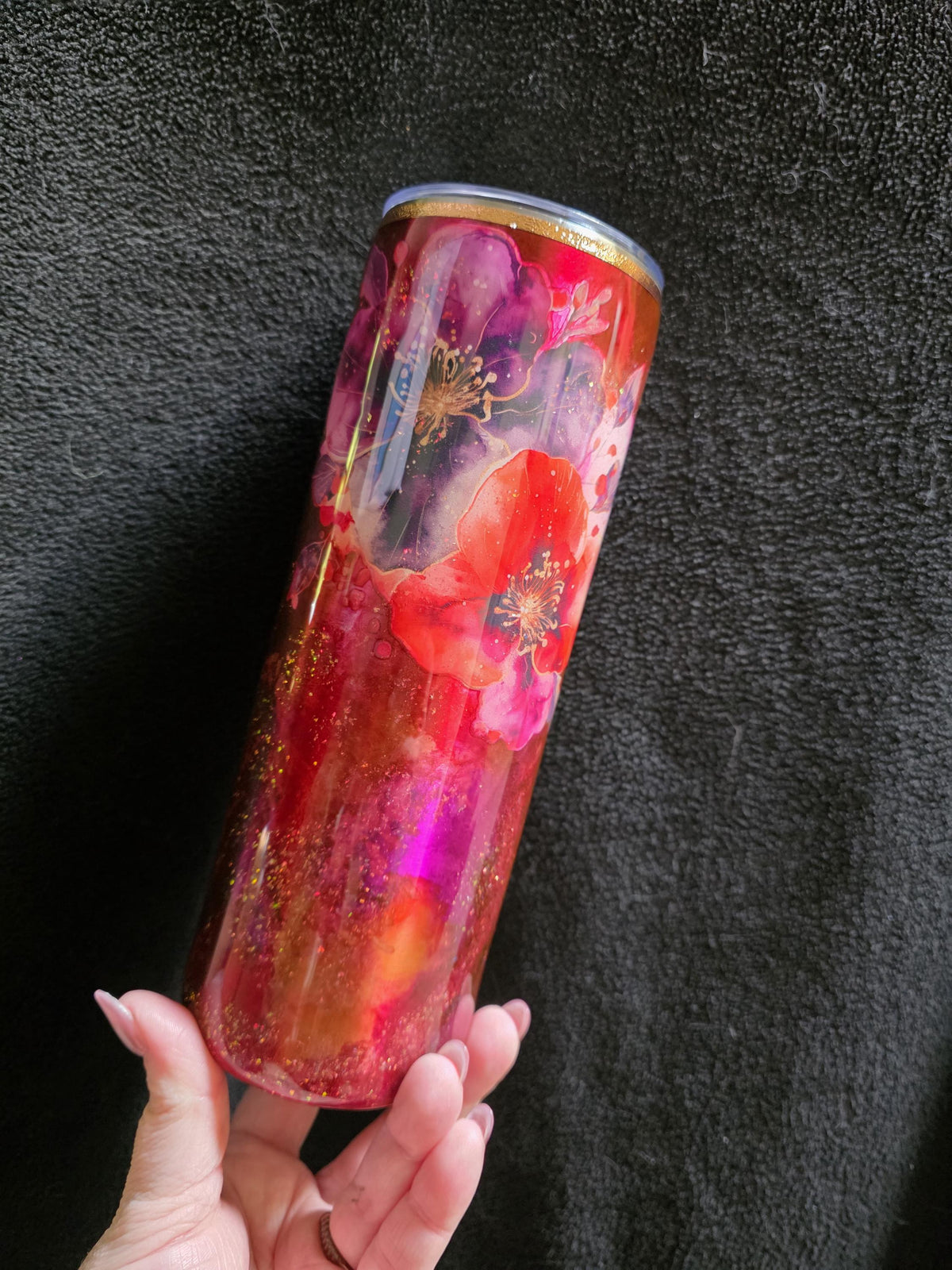 Red Floral Watercolor | 20oz Skinny Stainless Steel Epoxy Tumbler