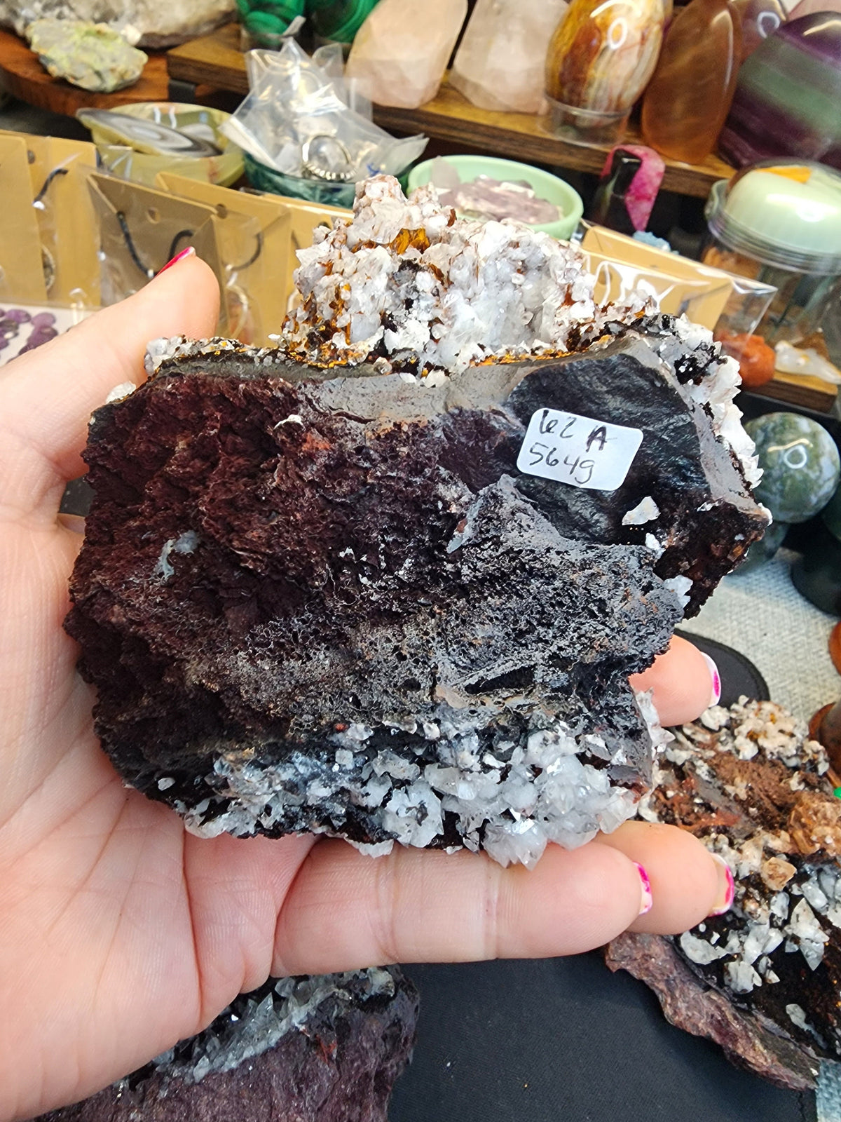 Diamond Calcite with Hematite on Matrix Specimens