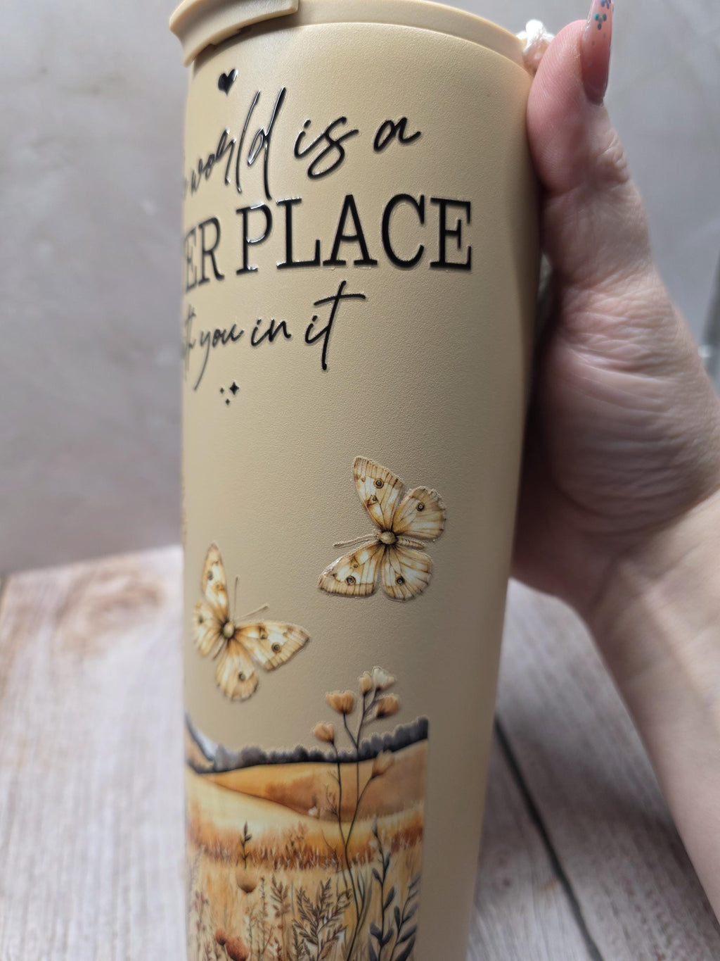 Floral Quote | Powder Coated Stainless Steel 24oz Tumbler