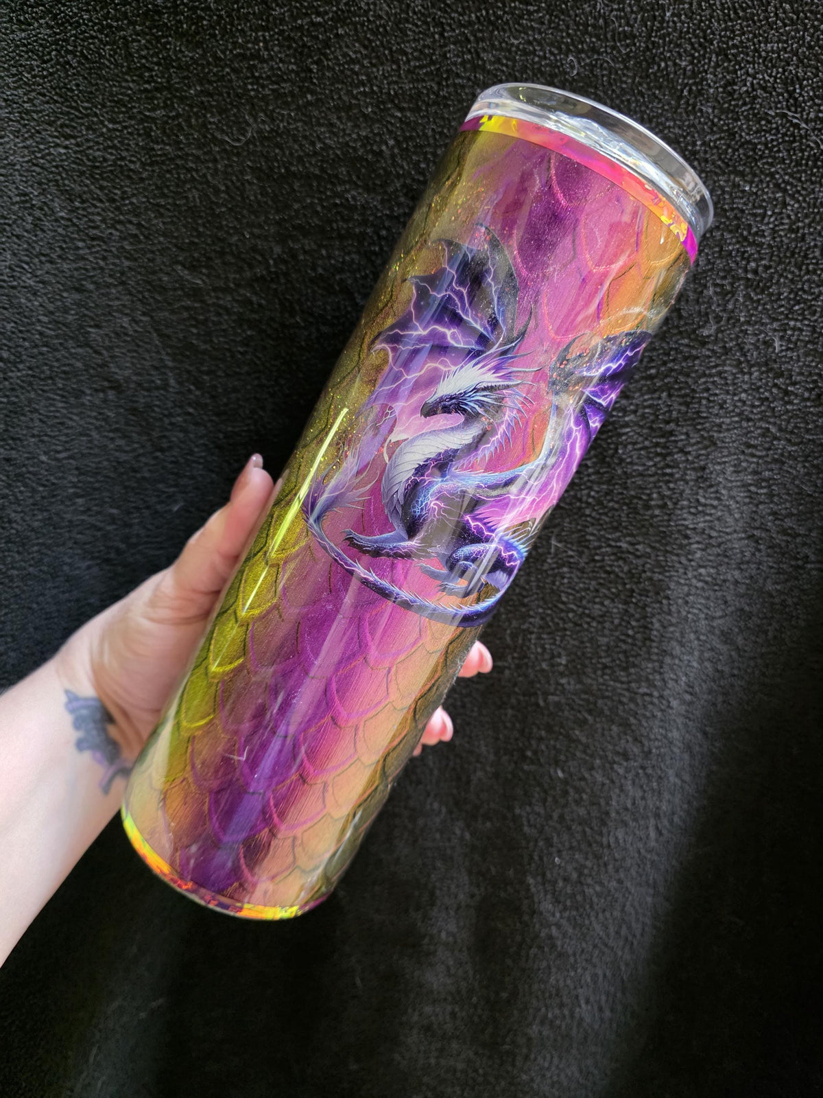 Purple Dragon Color Shift Scales | 30oz Skinny Stainless Steel Epoxy Tumbler