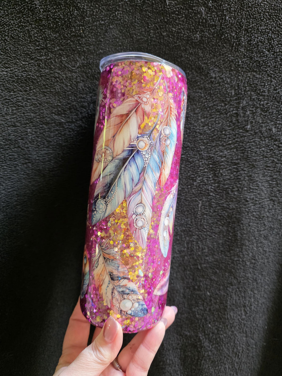 Feathers & Gems Color Shift | 20oz Skinny Stainless Steel Epoxy Tumbler