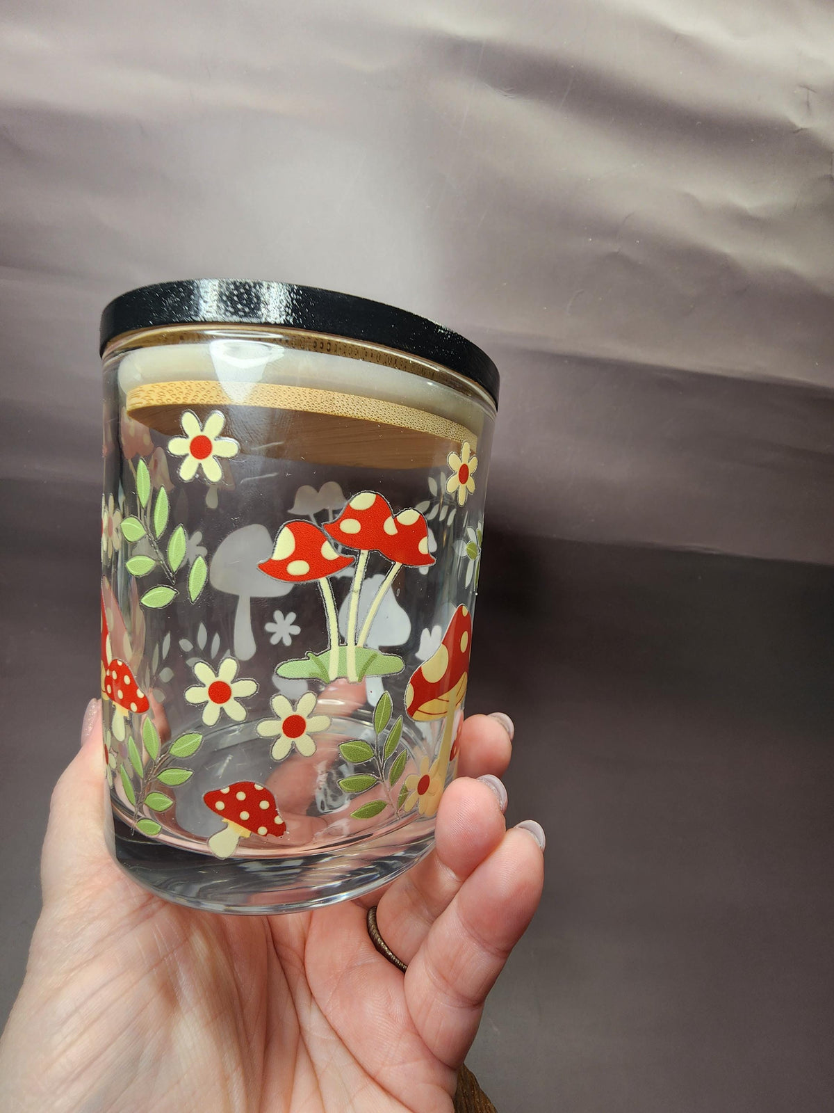 Red Mushrooms Mandala Stash Jar